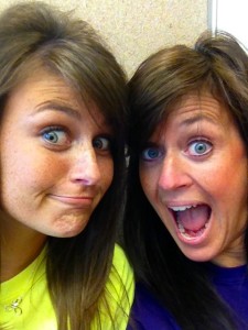 Making funny faces in the waiting room...