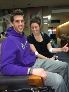 Crystal being very brave & Gage showing his support in purple!